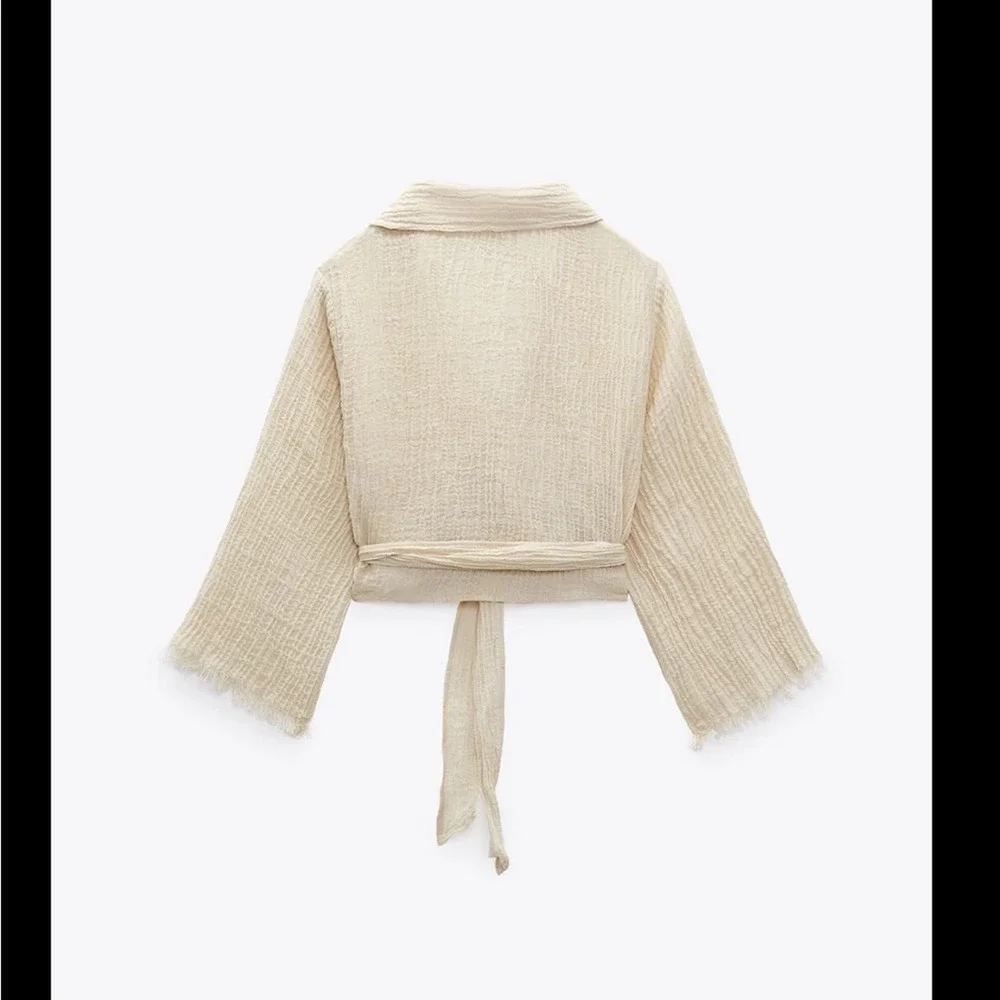 ZARA CROPPED WRAP TOP. Size S. BRAND NEW WITH TAG - Picture 3 of 10